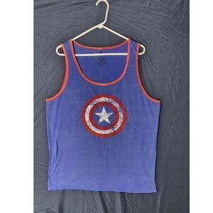 Universal Studios Marvel Captain America Shield Tank Top Blue Size XL